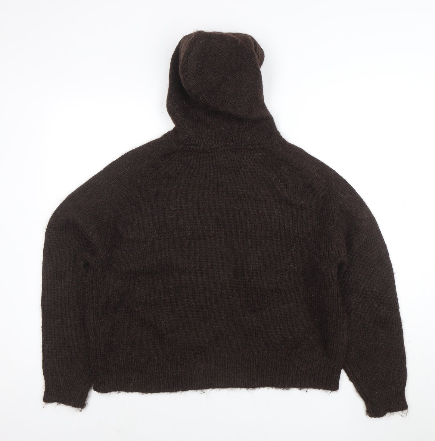 Per Una Women Brown Alpaca Blend Hooded Knit Jumper Size M