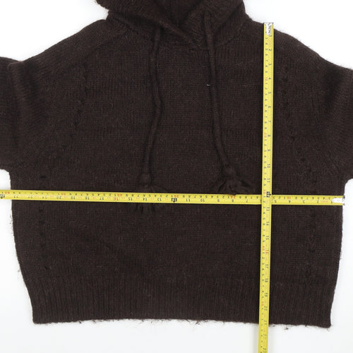 Per Una Women Brown Alpaca Blend Hooded Knit Jumper Size M