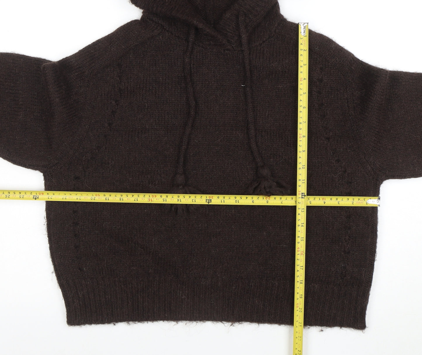 Per Una Women Brown Alpaca Blend Hooded Knit Jumper Size M