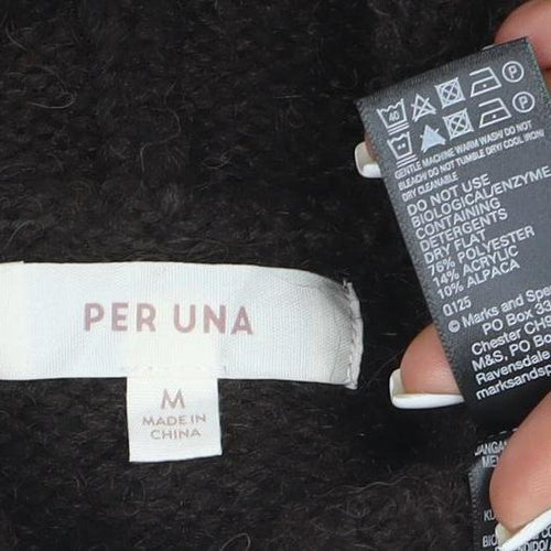 Per Una Women Brown Alpaca Blend Hooded Knit Jumper Size M