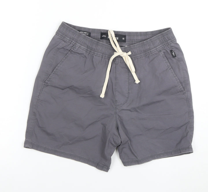 Hollister Women Grey XS Chino Shorts Cotton Drawstring Summer Casual