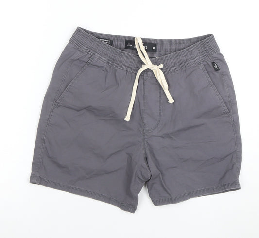 Hollister Women Grey XS Chino Shorts Cotton Drawstring Summer Casual