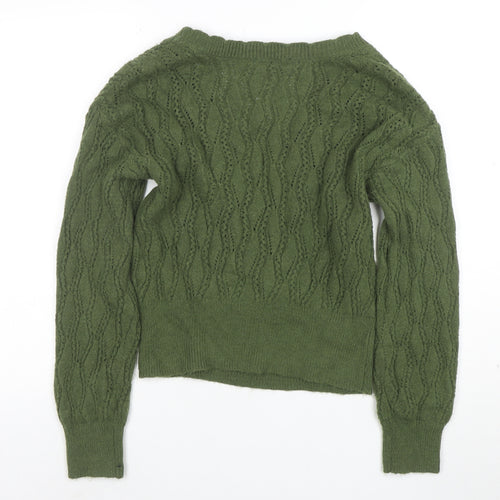 Axara Women’s Green V-Neck Wrap Knit Jumper Size S