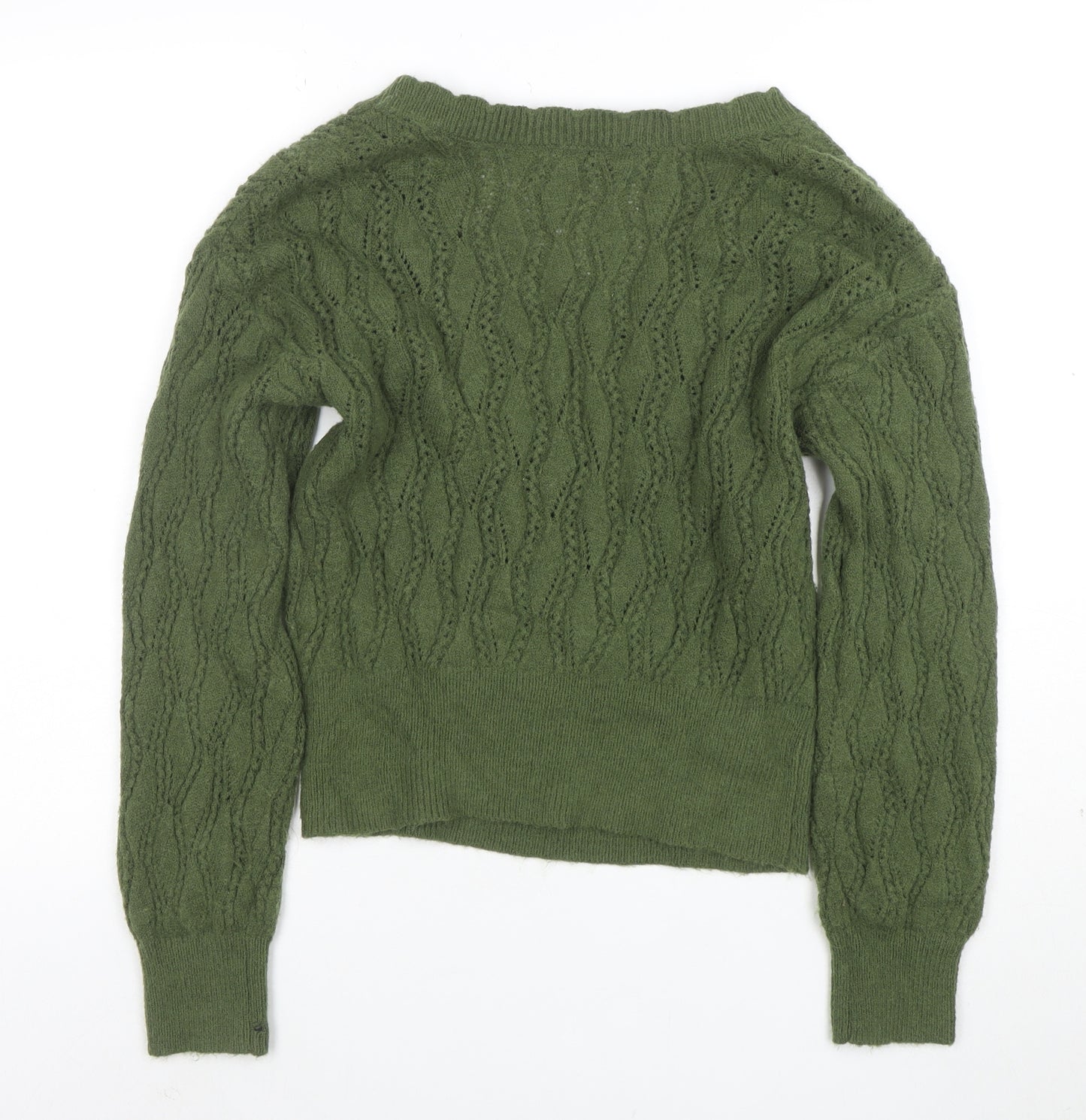 Axara Women’s Green V-Neck Wrap Knit Jumper Size S