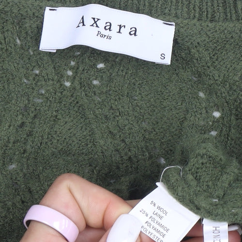 Axara Women’s Green V-Neck Wrap Knit Jumper Size S