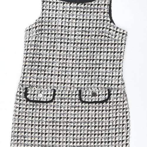 Dorothy Perkins Women’s Black Houndstooth Tweed Pinafore Dress Size 12
