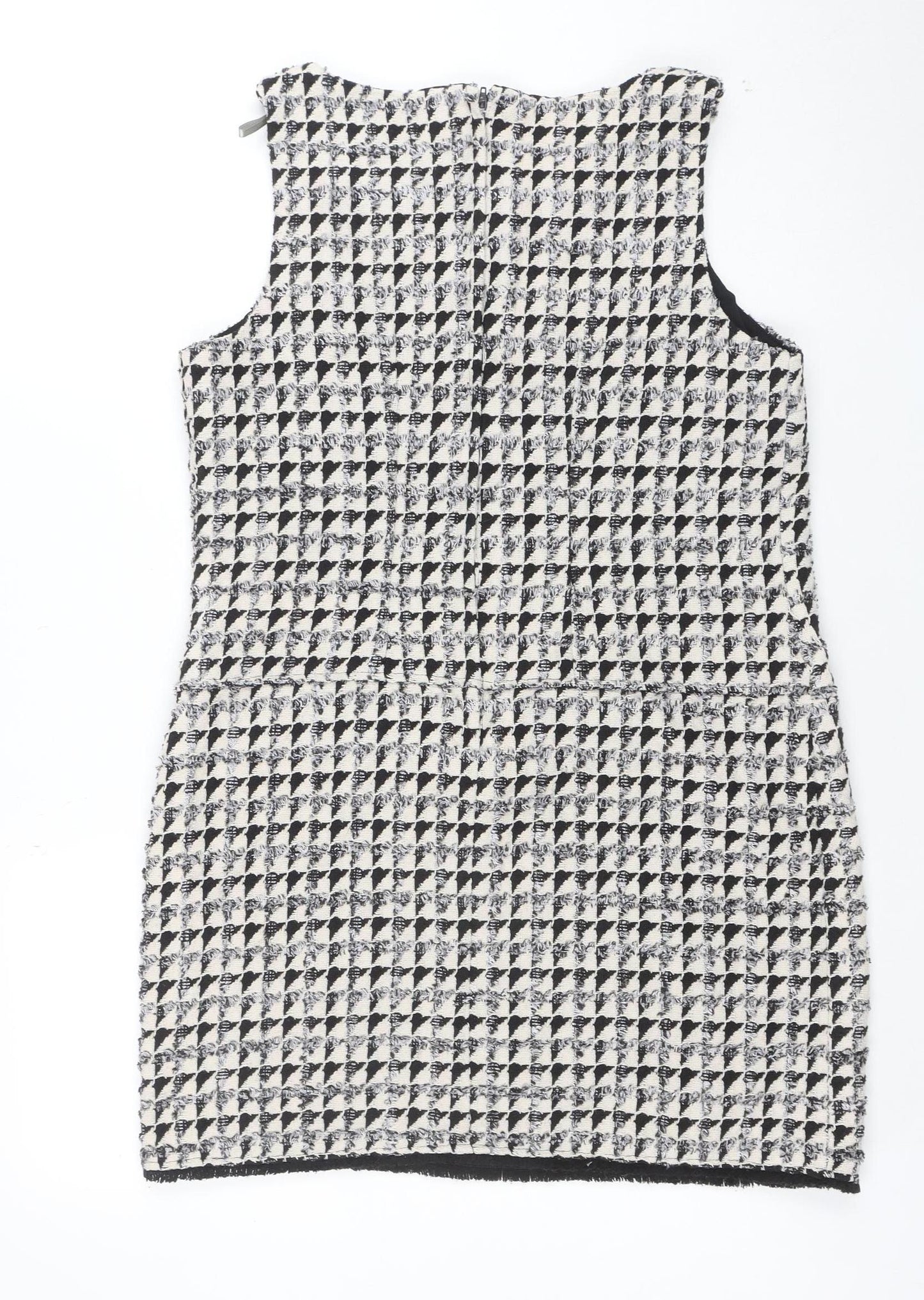 Dorothy Perkins Women’s Black Houndstooth Tweed Pinafore Dress Size 12