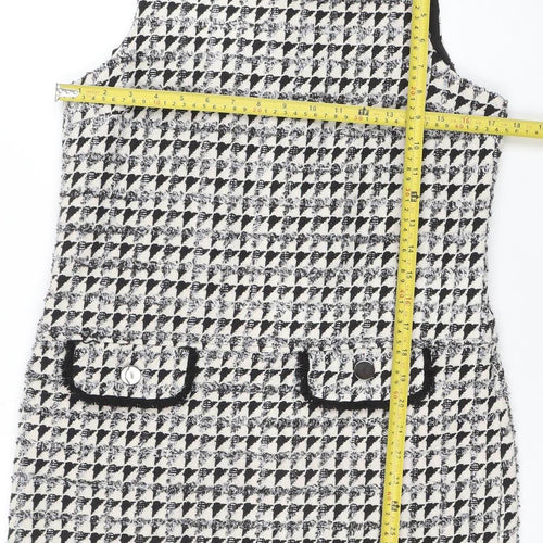 Dorothy Perkins Women’s Black Houndstooth Tweed Pinafore Dress Size 12