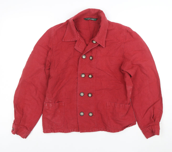 Laura Ashley Women's Red Linen Blend Pea Coat Jacket Size S