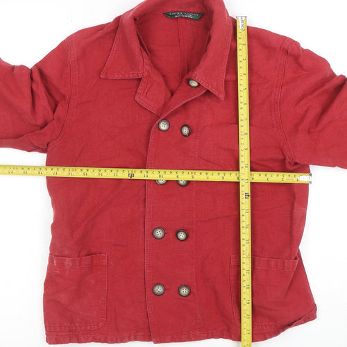 Laura Ashley Women's Red Linen Blend Pea Coat Jacket Size S