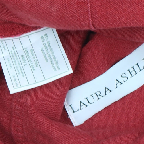 Laura Ashley Women's Red Linen Blend Pea Coat Jacket Size S