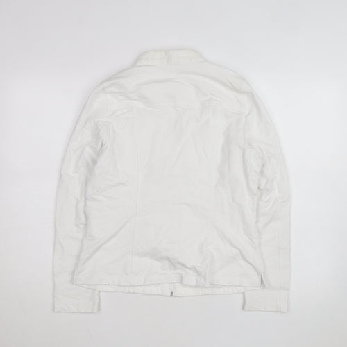 Olsen Women's White Linen Cotton Zip Button-Up Shirt Size 12