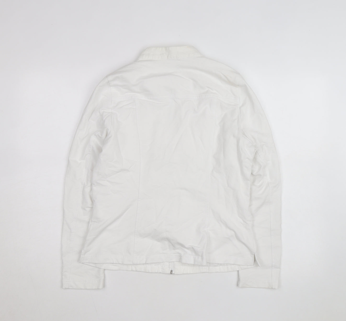 Olsen Women's White Linen Cotton Zip Button-Up Shirt Size 12