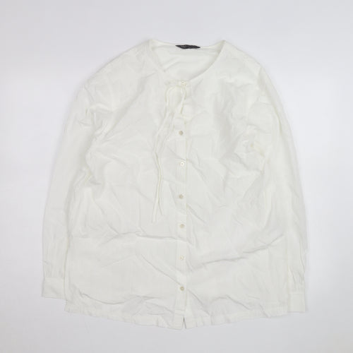 Marks and Spencer Women's White Blouse Size 14 Regular Fit Tunic