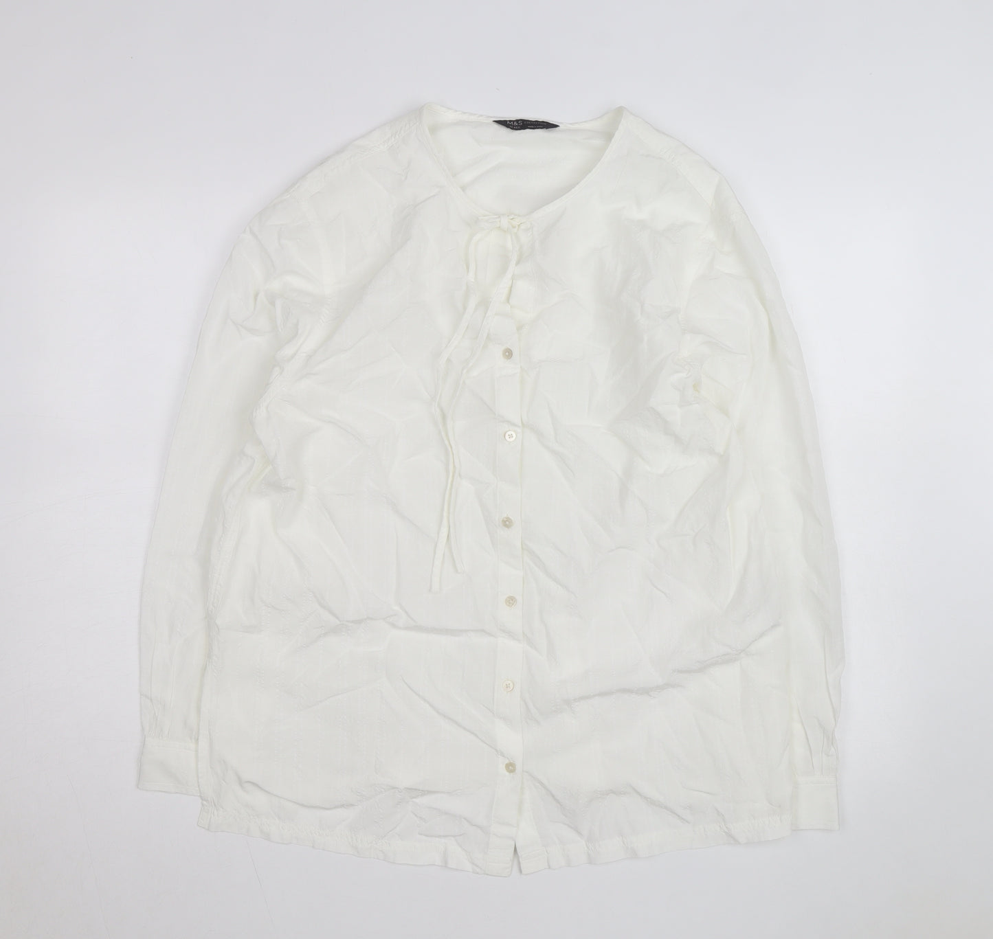 Marks and Spencer Women's White Blouse Size 14 Regular Fit Tunic