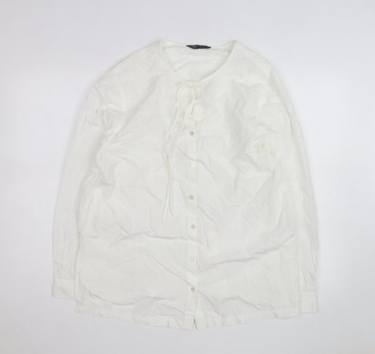 Marks and Spencer Women's White Blouse Size 14 Regular Fit Tunic