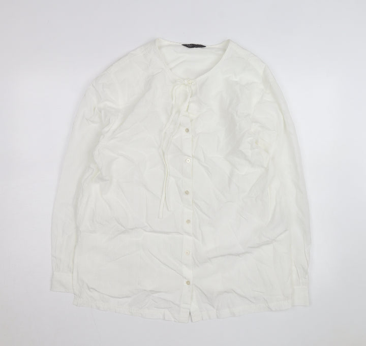Marks and Spencer Women's White Blouse Size 14 Regular Fit Tunic