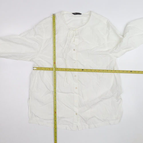 Marks and Spencer Women's White Blouse Size 14 Regular Fit Tunic