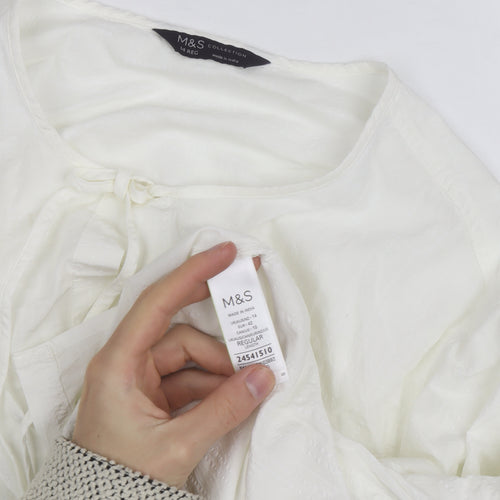 Marks and Spencer Women's White Blouse Size 14 Regular Fit Tunic