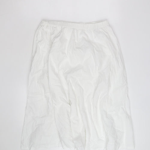 Marks and Spencer Women's White Size 14 A-Line Knee Length Cotton Skirt
