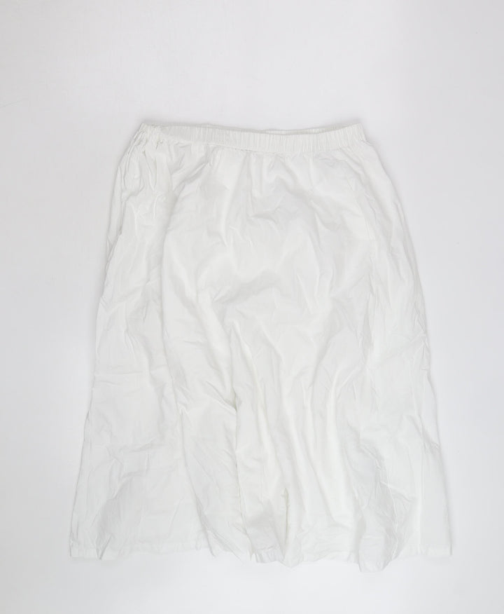 Marks and Spencer Women's White Size 14 A-Line Knee Length Cotton Skirt