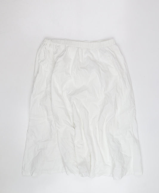 Marks and Spencer Women's White Size 14 A-Line Knee Length Cotton Skirt