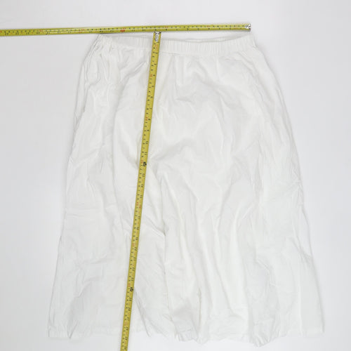 Marks and Spencer Women's White Size 14 A-Line Knee Length Cotton Skirt
