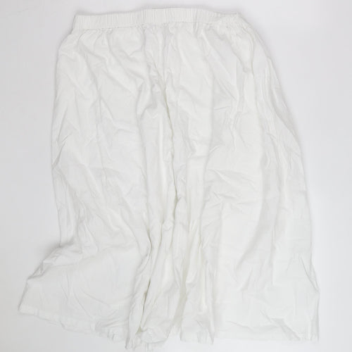 Marks and Spencer Women's White Size 14 A-Line Knee Length Cotton Skirt