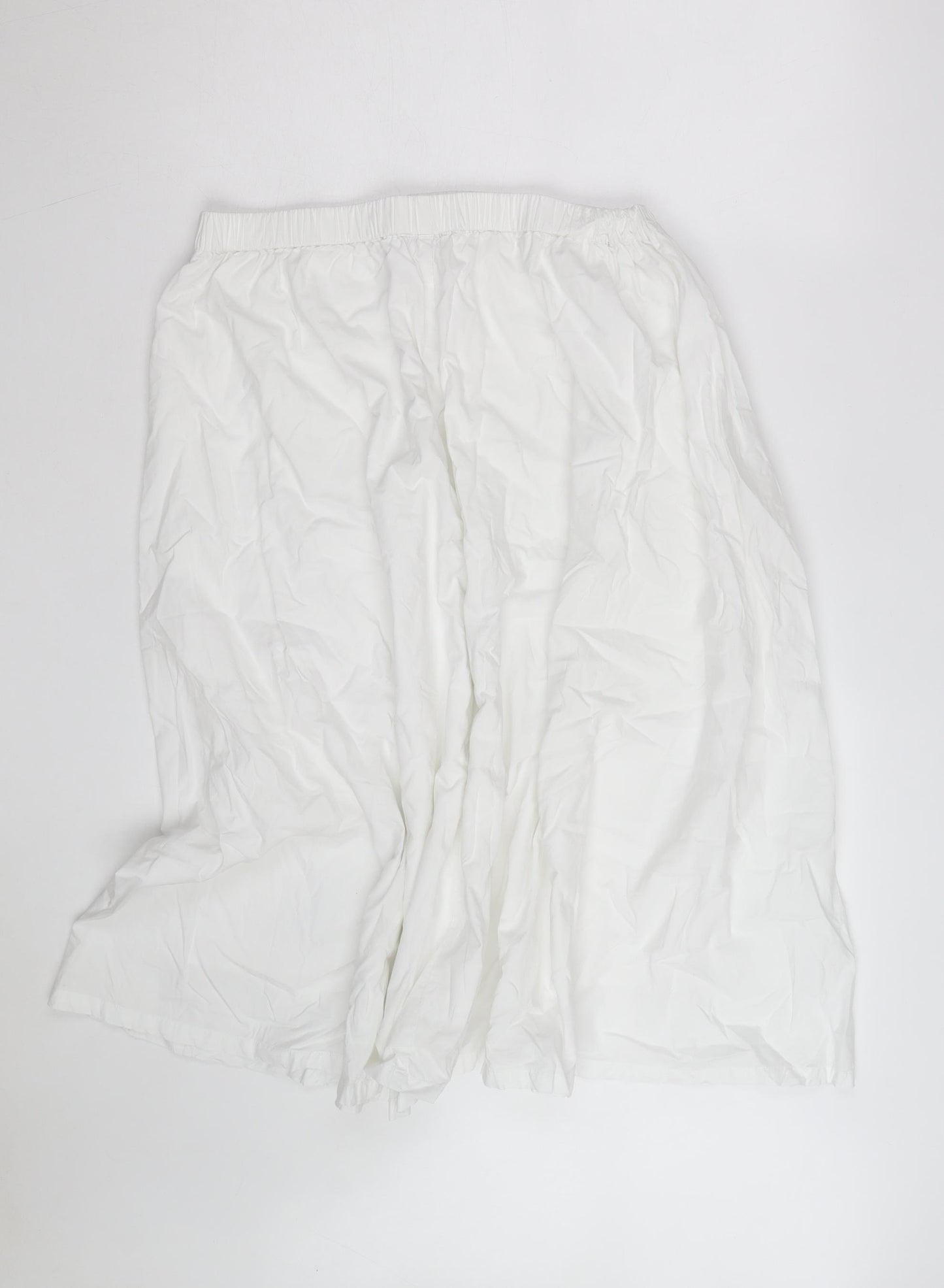 Marks and Spencer Women's White Size 14 A-Line Knee Length Cotton Skirt