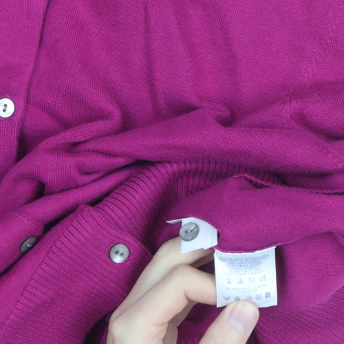 Lands' End Women's Pink Cotton Knit Crew Neck Cardigan L