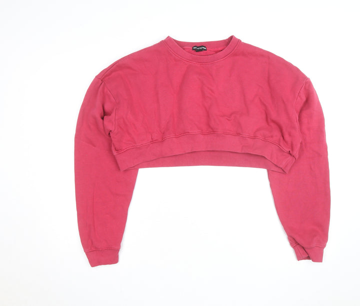 PrettyLittleThing Women’s Pink Cropped Pullover Sweatshirt Size L