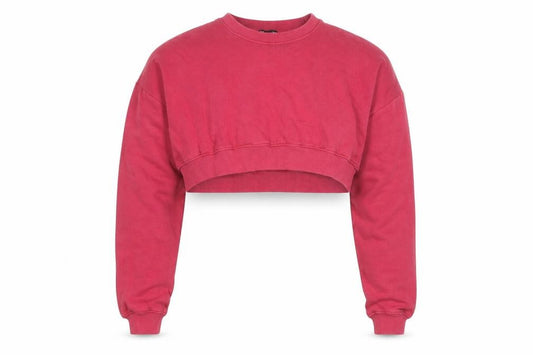 Front view of PRETTYLITTLETHING Women’s Pink Cropped Pullover Sweatshirt, size L
