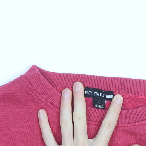 PrettyLittleThing Women’s Pink Cropped Pullover Sweatshirt Size L