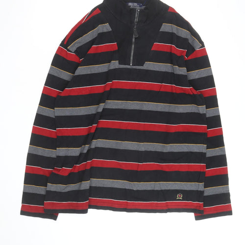 Tommy Hilfiger Men’s Multicoloured Striped 1/2 Zip Sweatshirt XL