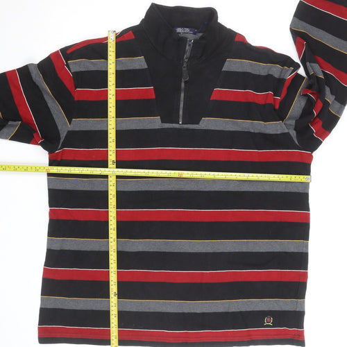 Tommy Hilfiger Men’s Multicoloured Striped 1/2 Zip Sweatshirt XL