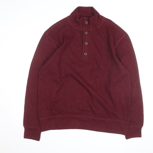 Clearwater Outfitters Men's Red Henley Jumper L Cotton Blend