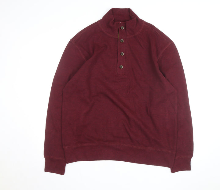 Clearwater Outfitters Men's Red Henley Jumper L Cotton Blend