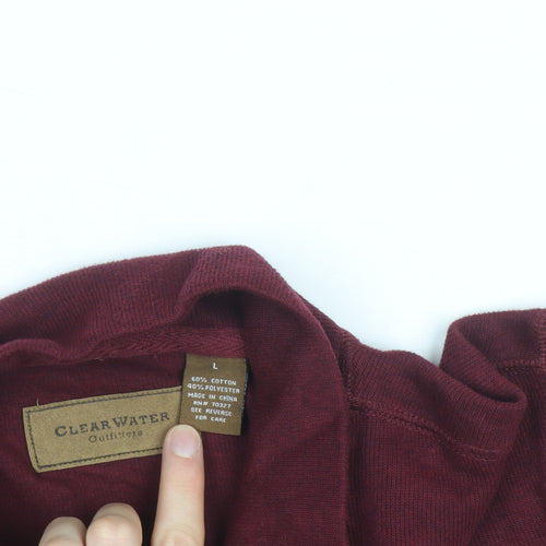 Clearwater Outfitters Men's Red Henley Jumper L Cotton Blend