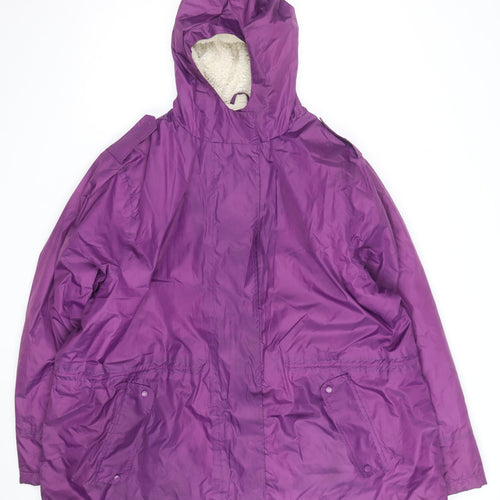 Cotton Traders Women's Purple Hooded Long Coat Size 26
