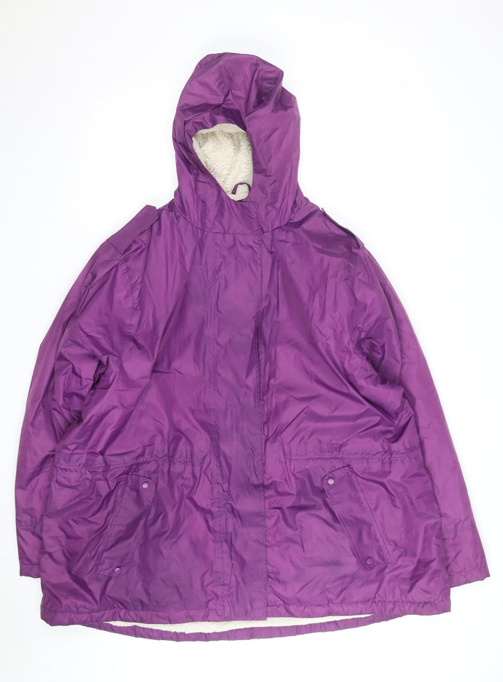 Cotton Traders Women's Purple Hooded Long Coat Size 26