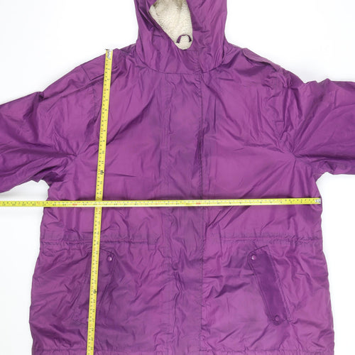 Cotton Traders Women's Purple Hooded Long Coat Size 26