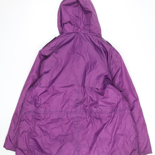 Cotton Traders Women's Purple Hooded Long Coat Size 26