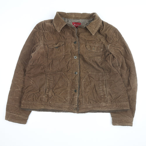 Monsoon Women Brown Corduroy Jacket Size 22 Lined Casual Coat