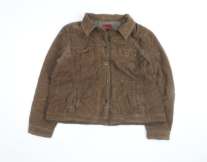 Monsoon Women Brown Corduroy Jacket Size 22 Lined Casual Coat