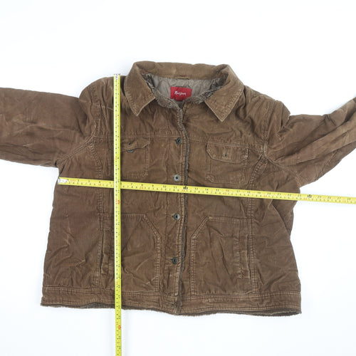 Monsoon Women Brown Corduroy Jacket Size 22 Lined Casual Coat