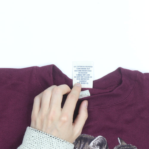 Cotton Grove Designs Men’s Red Cat Print Sweatshirt Size S Vintage Pullover