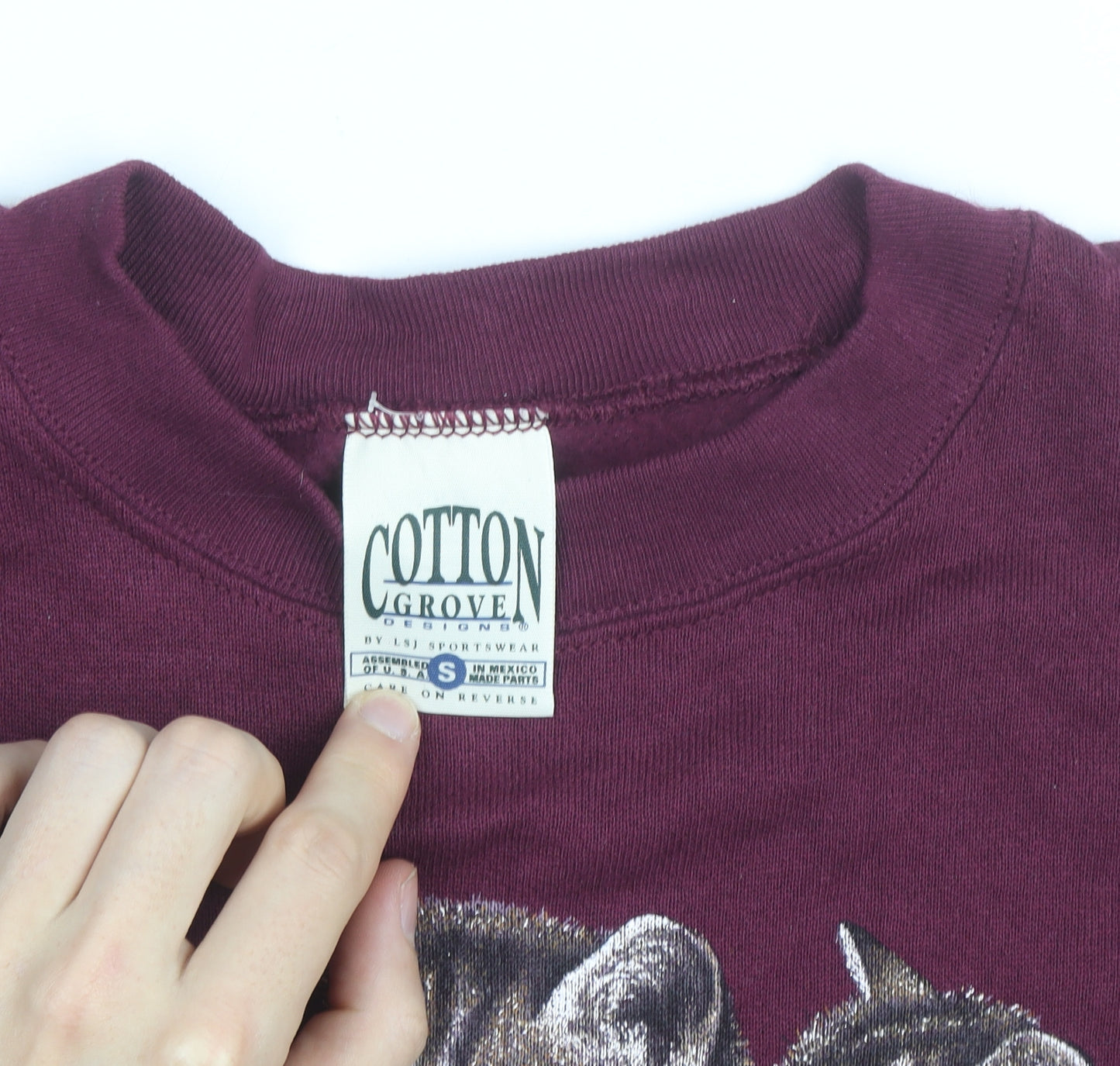 Cotton Grove Designs Men’s Red Cat Print Sweatshirt Size S Vintage Pullover