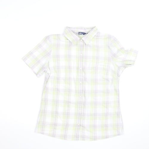Isle Womens Multicoloured Check Cotton Short Sleeve Button-Up Shirt Size 12