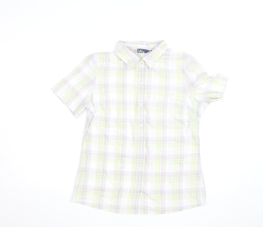 Isle Womens Multicoloured Check Cotton Short Sleeve Button-Up Shirt Size 12