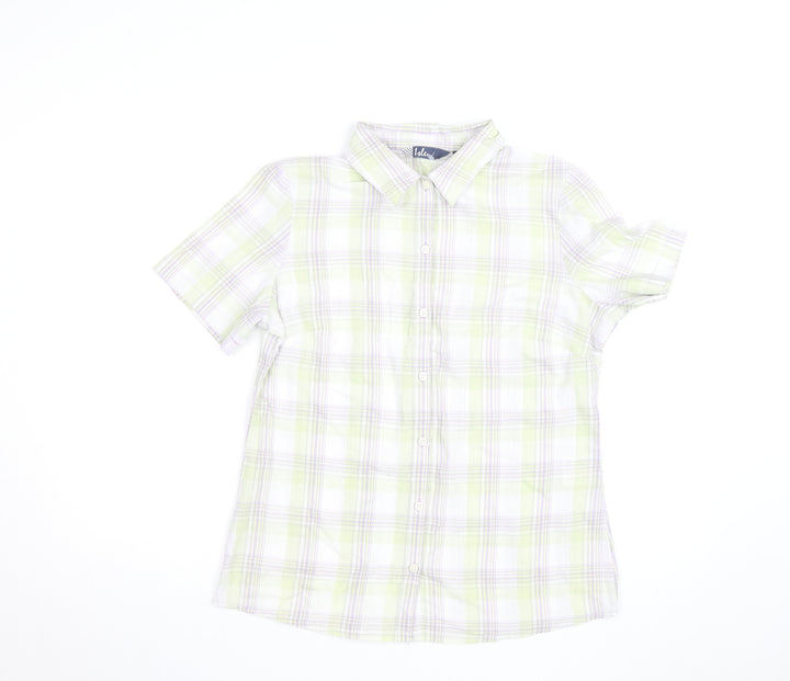 Isle Womens Multicoloured Check Cotton Short Sleeve Button-Up Shirt Size 12